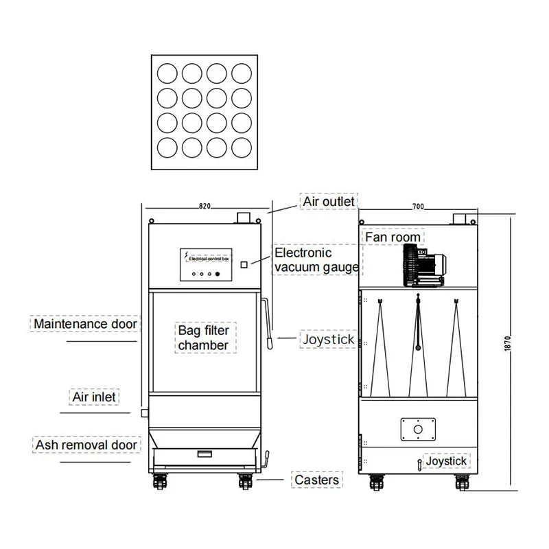 ZM-JN6P (4KW) 4.0KW High-Negative-Pressure Bag Filter Dust Collector (Manual Crank Model)