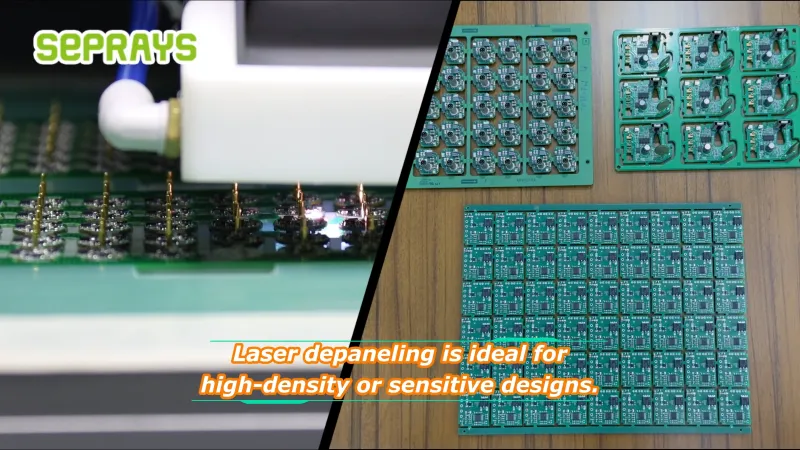 Laser depaneling for sensitive sections