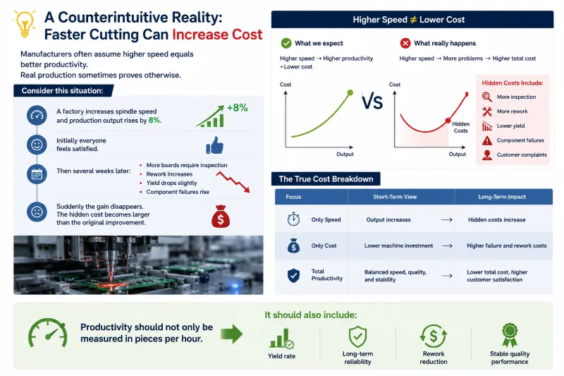A Counterintuitive Reality: Faster Cutting Can Increase Cost