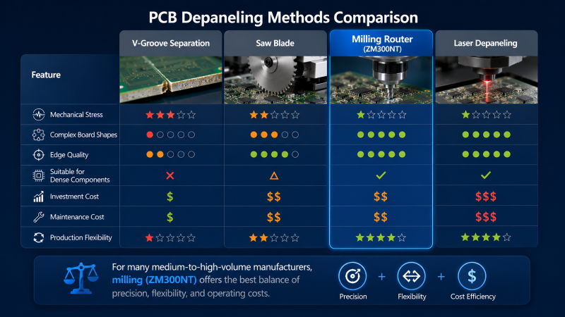 Comparing Common PCB Depaneling Methods