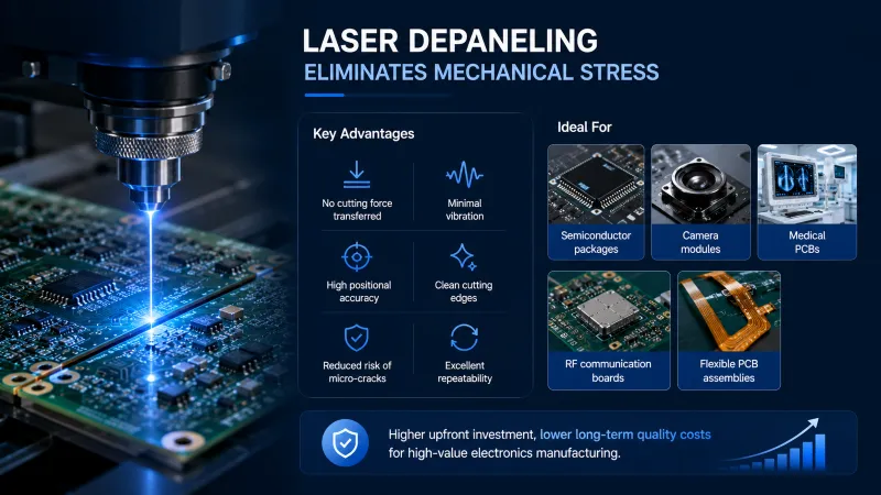 Why Laser Depaneling Eliminates Mechanical Stress