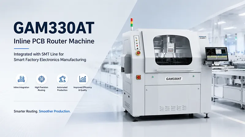 GAM330AT Inline PCB Router Machine Integrated with SMT Line for Smart Factory Electronics Manufacturing
