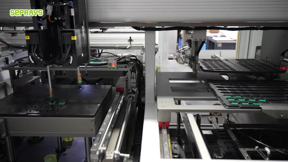 PCB depaneling and tray handling